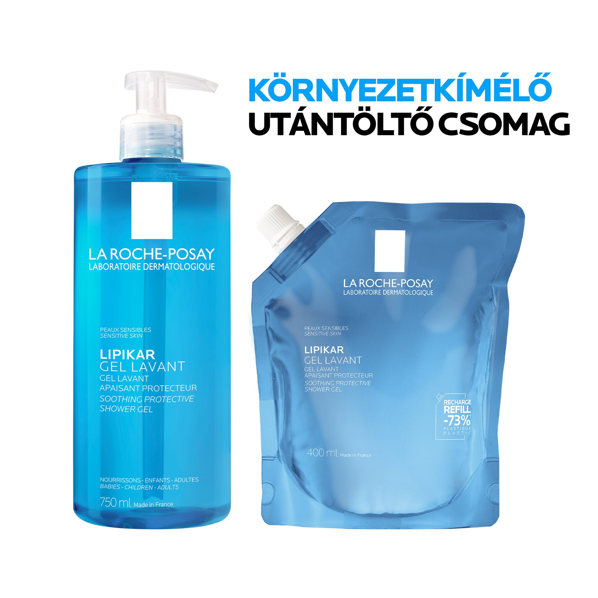 Lipikar Tusfürdő Gél - Környezetkímélő Utántöltő packshot 1